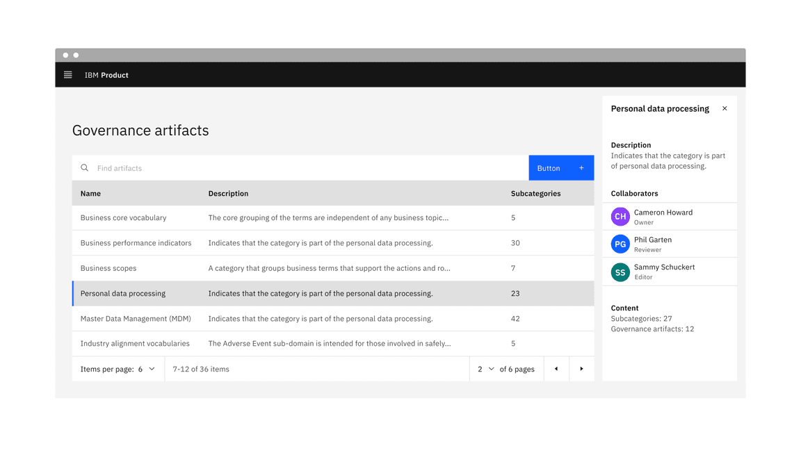 Example of the pagination variant in a UI