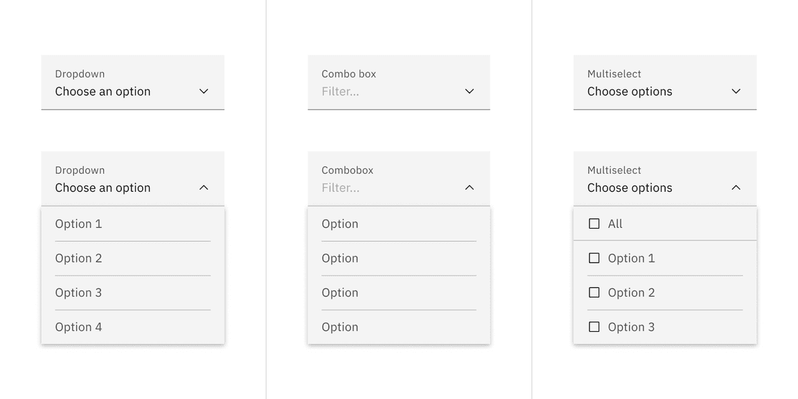 Fluid dropdown variant examples